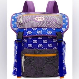 Authentic New Gucci Double Panel GG Patterned Backpack